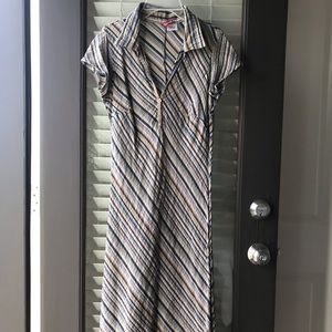 Casual Striped Bias-cut Seersucker Dress